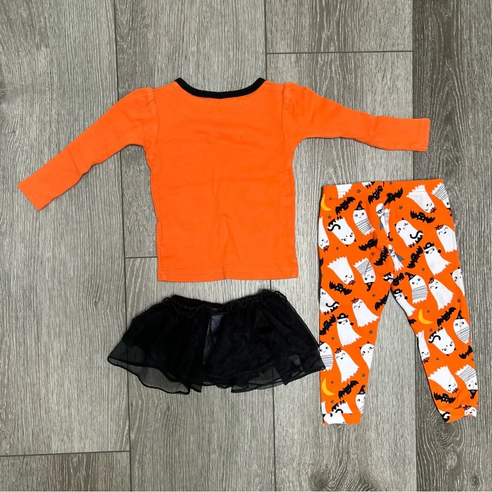 CARTERS 3PC HALLOWEEN LONG SLEEVE PAJAMAS WITH TUTU 12MO